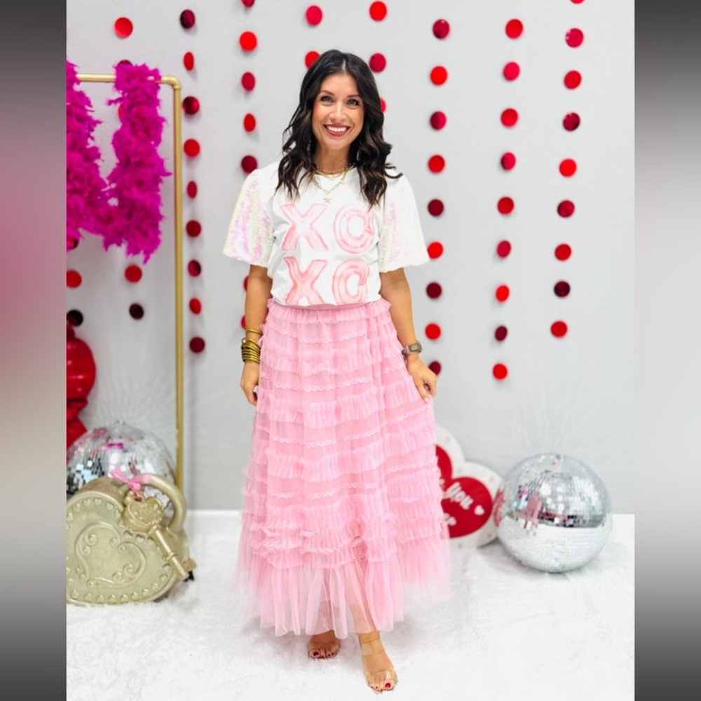 Pink Ruffled Maxi Skirt - Picture 3 of 4